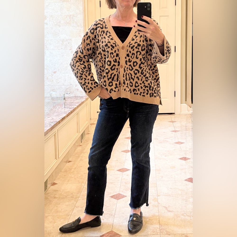 JCrew leopard print cardigan